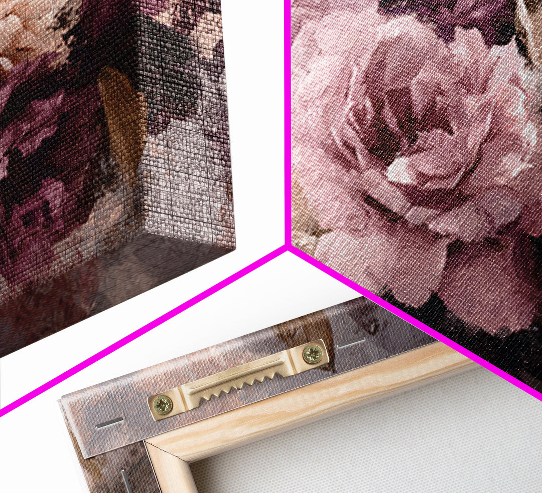 Monochrome Floral Bouquet Framed Canvas Print, Monochrome Art, Textured Wall Art, Living Room Decor, Mono, Wallpaper Mural, MON-3x2-46