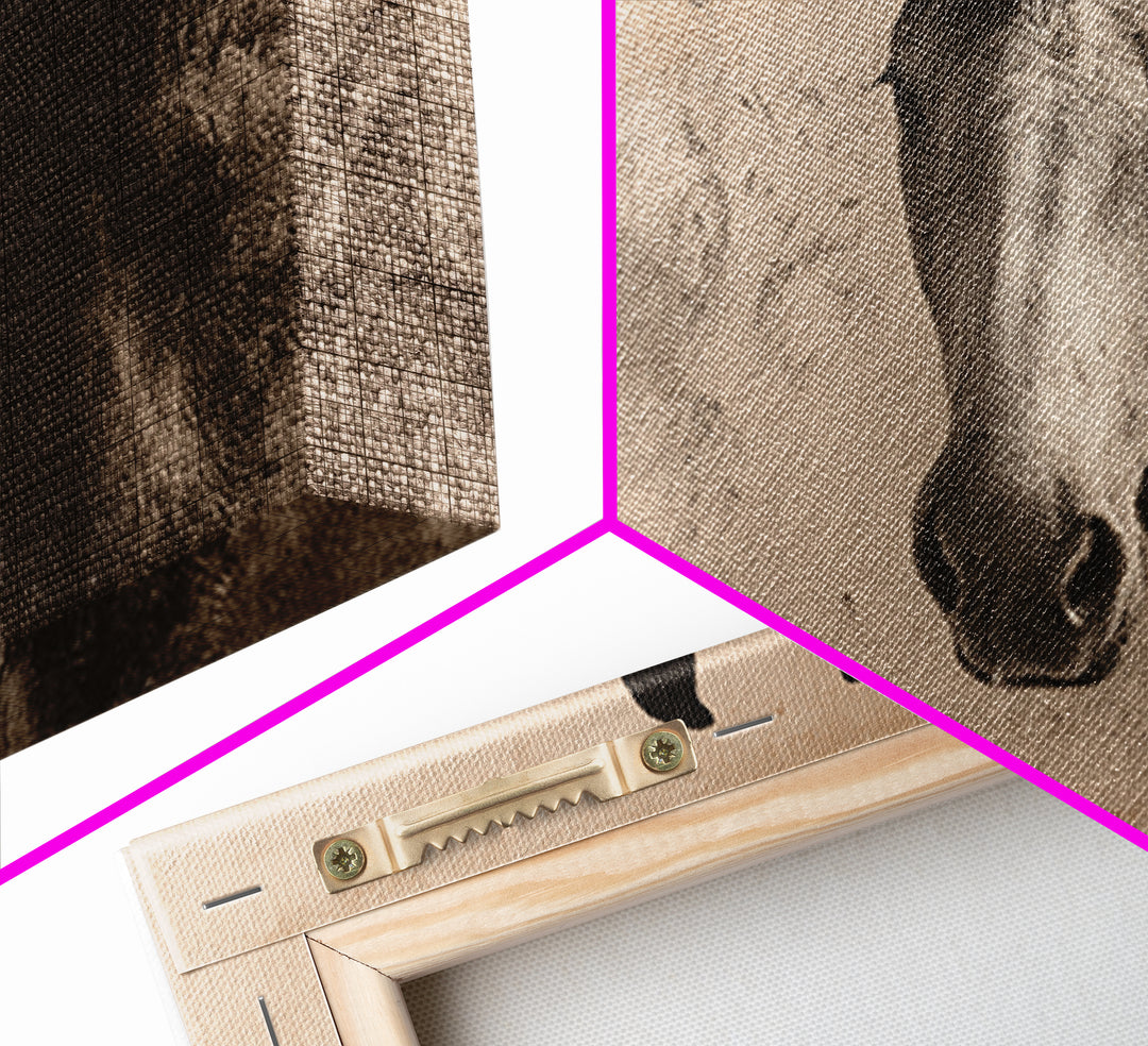 Sepia Horse Portrait Framed Canvas Print, Monochrome Art, Unique Wall Art, Living Room Decor, Fine Art, Mono, Fine Art Print, MON-3x2-78