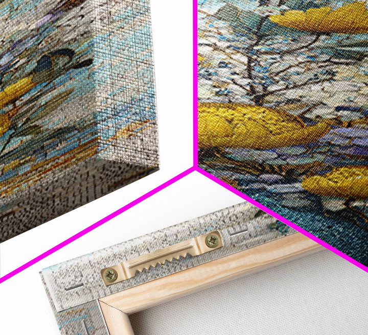 Turquoise Tile Fish Scale Pattern Canvas Print, Moroccan Art, Map Wall Art, Living Room Decor, Marrakesh, Luxury Decor, MOR-1x3-33