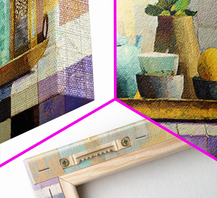 Moroccan Tea Set Framed Canvas Print, Moroccan Art, Gallery Wall Set, Living Room Decor, Oil Painting, Marrakesh, MOR-2x1-96