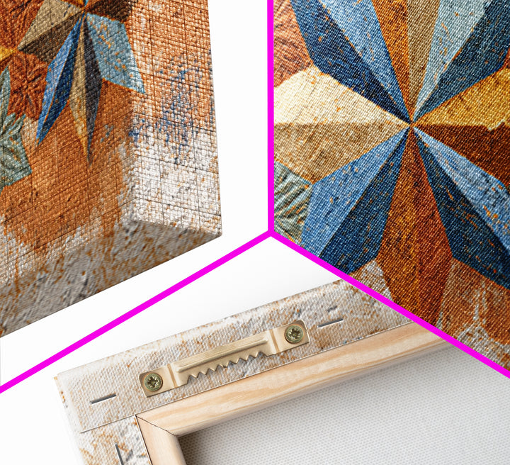 Geometric Star Motif Framed Canvas Print, Moroccan Art, Neutral Wall Art, Living Room Decor, Abstract Art, Marrakesh, MOR-2x1-97