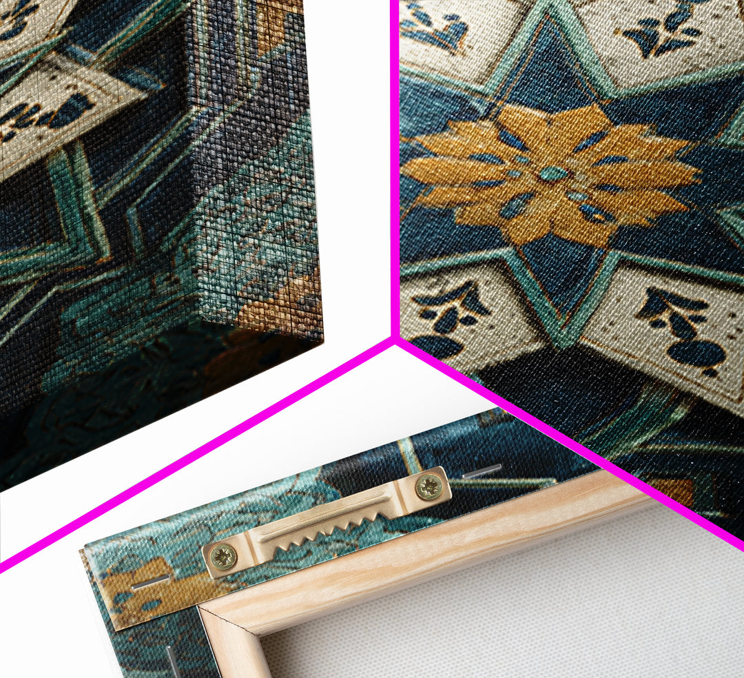 Geometric Star Motif Canvas Print, Moroccan Art, Map Wall Art, Living Room Decor, Fine Art, Marrakesh, Luxury Decor, MOR-2x3-61