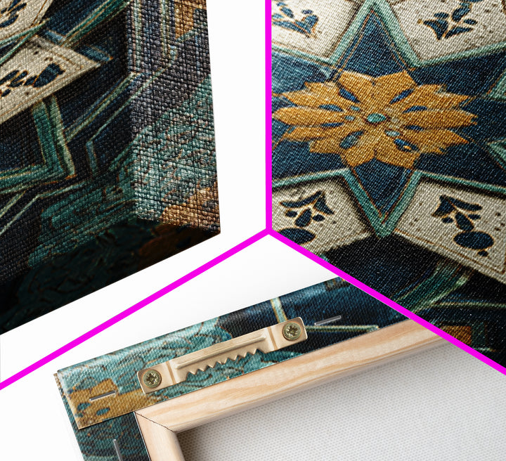 Geometric Star Motif Canvas Print, Moroccan Art, Map Wall Art, Living Room Decor, Fine Art, Marrakesh, Luxury Decor, MOR-2x3-61