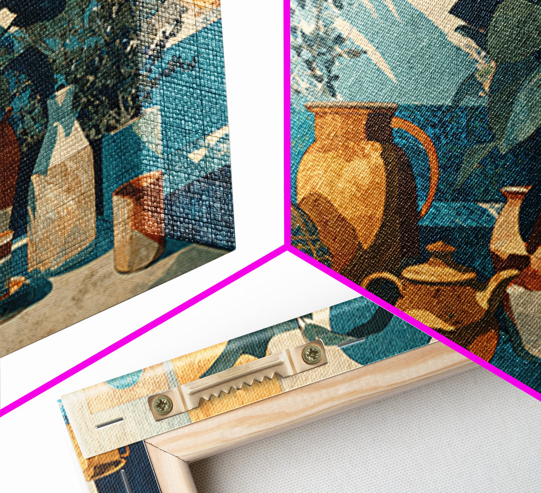Brass Lantern Still Life Casting Lace Shadows Canvas Print, Moroccan Art, Luxury Decor, Living Room Decor, Oil Painting, MOR-3x2-61