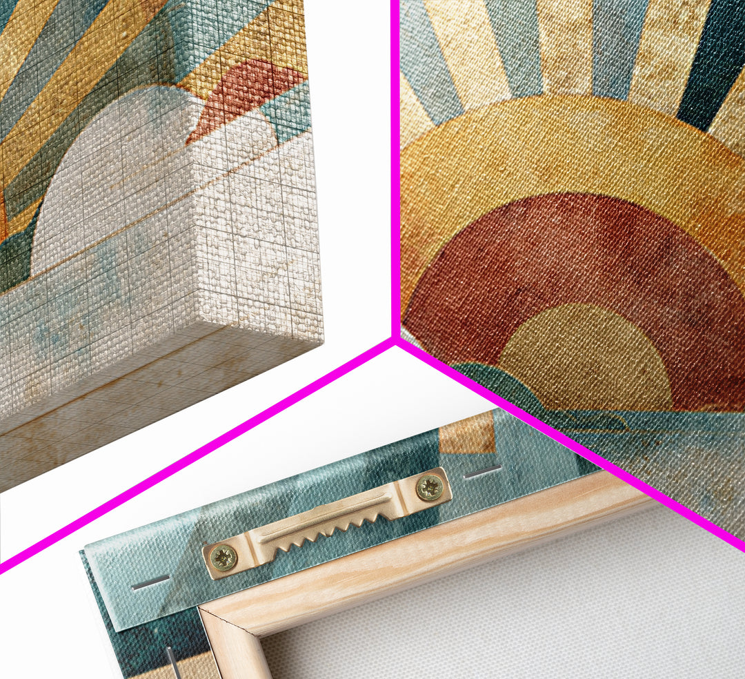 Gold Geometric Sunburst Canvas Print, Moroccan Art, Art Print, Living Room Decor, Fine Art, Marrakesh 576, Set of Prints, MOR-3x2-76