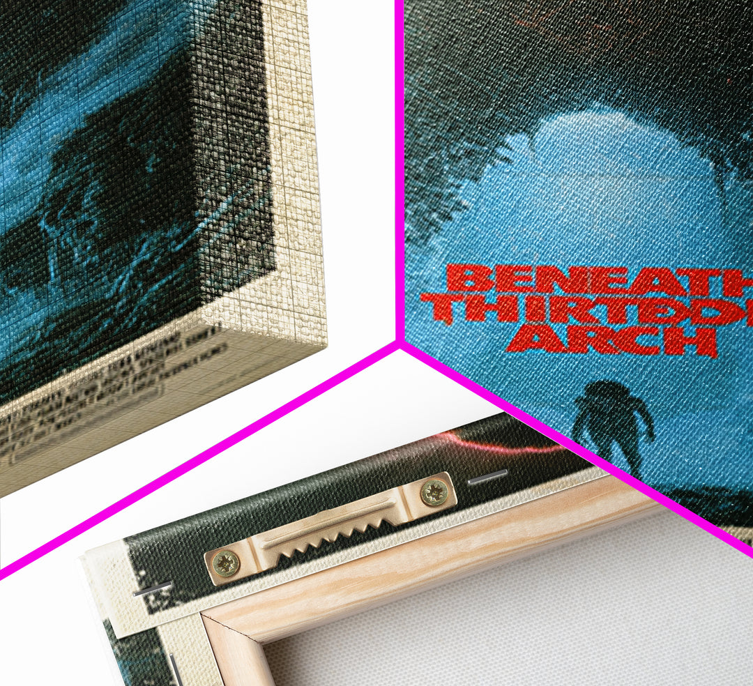Beneath The Thirteenth Arch, English Language Horror Movie Poster, 1980s Vhs Nightmare Cover Inspired Art, Gothic Cinema Wall Art