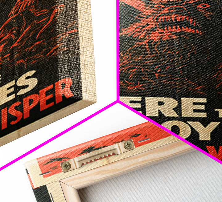 Where The Gargoyles Whisper, English Language Horror Movie Poster, 1950s Creature-Feature One-Sheet Inspired Art, Cult Horror Poster