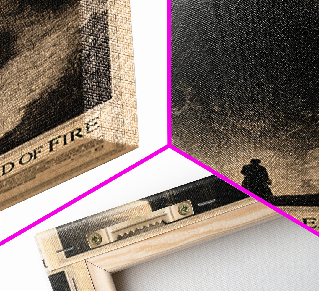 The Book That Dreamed Of Fire, English Language Horror Movie Poster, Gothic Engraving Art, Gothic Cinema Wall Art, Framed Canvas Print