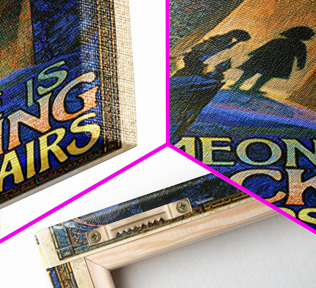 Someone Is Knocking From Upstairs, English Language Horror Movie Poster, Stained Glass Gothic Art, Classic Monster Poster, Canvas Print