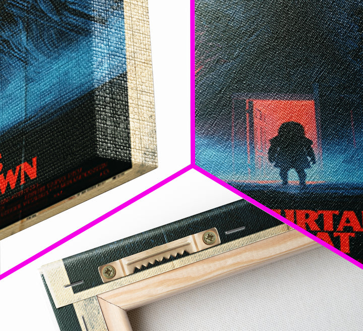 The Curtains Breathe At Dawn, English Language Horror Movie Poster, 1980s Vhs Nightmare Cover Inspired Art, Retro Horror Movie Art