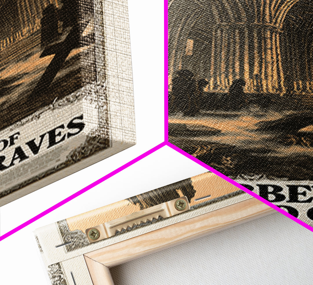 The Abbey Of Unfinished Graves, English Language Horror Movie Poster, Decadent Line Art, Gothic Cinema Wall Art, Halloween Decor