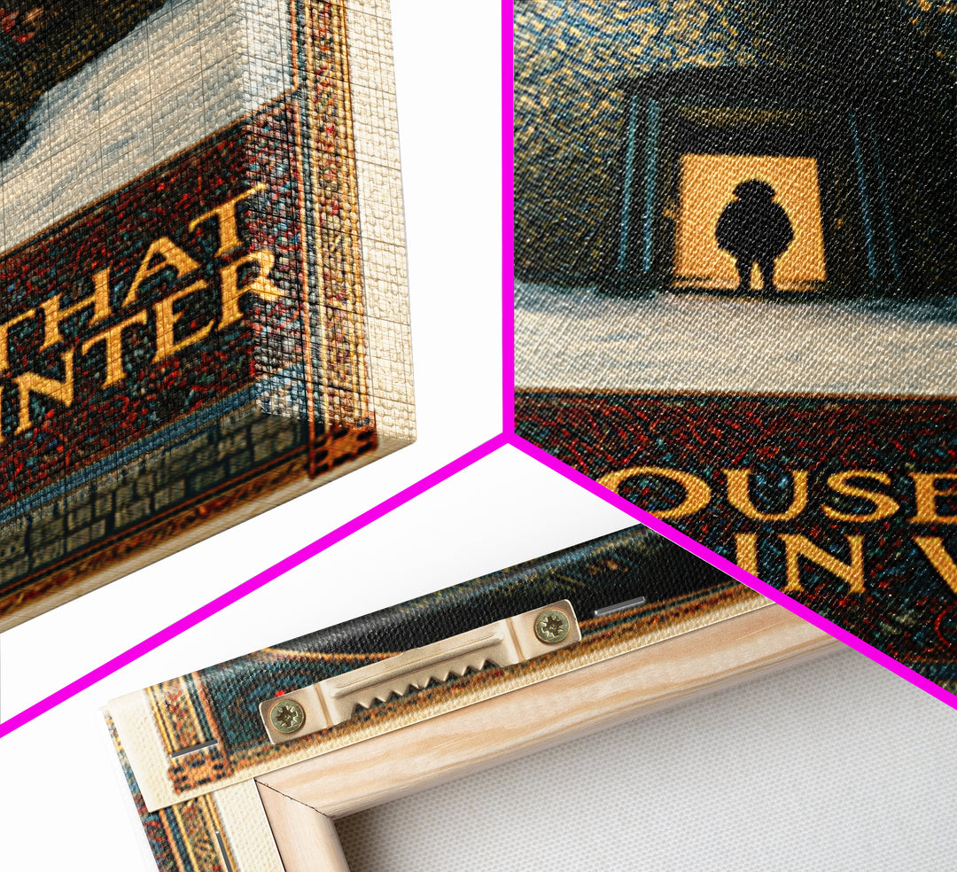 The House That Dreams In Winter, English Language Horror Movie Poster, Stained Glass Gothic Art, Cult Horror Poster, Framed Canvas Print