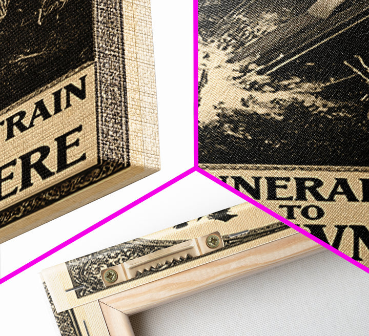The Funeral Train To Hollowmere, English Language Horror Movie Poster, Decadent Line Art, Retro Horror Movie Art, Canvas Print