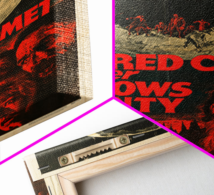 The Red Comet Over Gallows County, English Language Horror Movie Poster, 1970s Horror Art, Classic Monster Poster, Framed Canvas Print