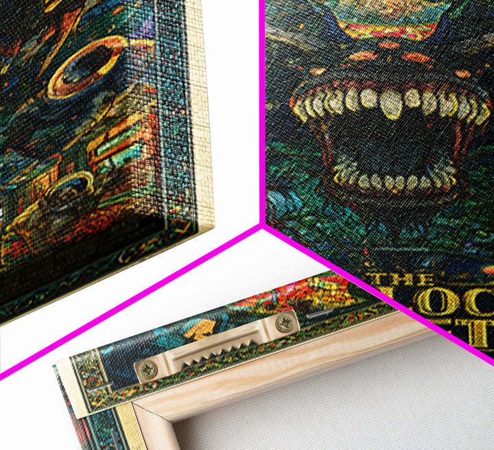 The Airlock Is Full Of Teeth, English Language Horror Movie Poster, Stained Glass Gothic Art, Classic Monster Poster, Canvas Print