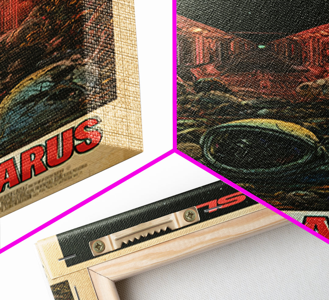 No One Sleeps On Station Lazarus, English Language Horror Movie Poster, Stained Glass Gothic Art, Cult Horror Poster, Canvas Print