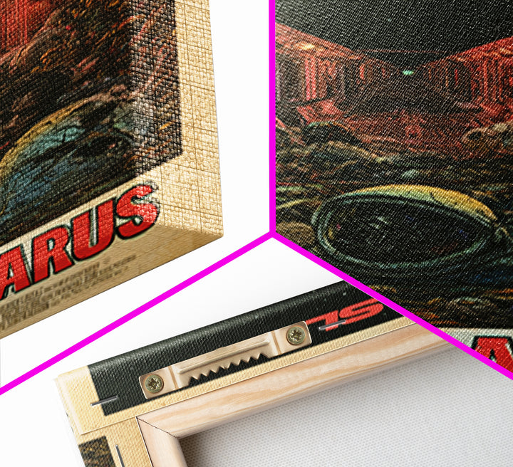 No One Sleeps On Station Lazarus, English Language Horror Movie Poster, Stained Glass Gothic Art, Cult Horror Poster, Canvas Print