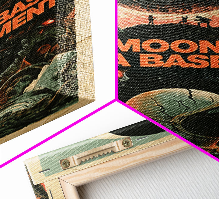 The Moon Base Has A Basement, English Language Horror Movie Poster, 1960s Horror Art, Gothic Cinema Wall Art, Framed Canvas Print