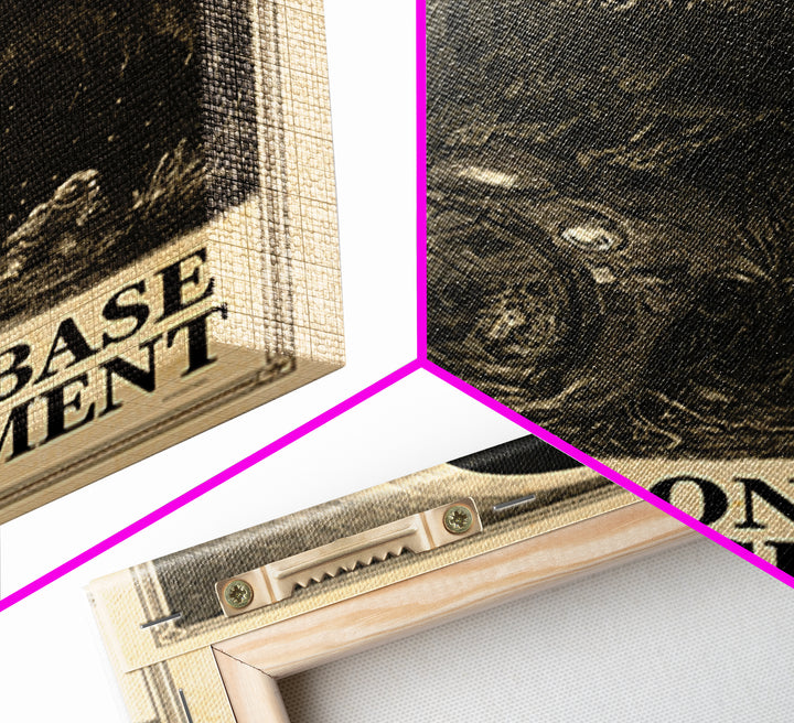 The Moon Base Has A Basement, English Language Horror Movie Poster, Gothic Engraving Art, Cult Horror Poster, Canvas Print