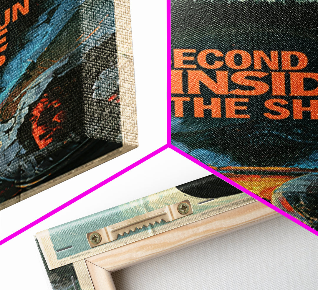 A Second Sun Inside The Ship, English Language Horror Movie Poster, 1980s Vhs Nightmare Cover Inspired Art, Gothic Cinema Wall Art
