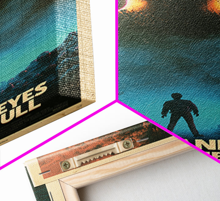 A Thousand Eyes Beyond The Hull, English Language Horror Movie Poster, 1980s Vhs Nightmare Cover Inspired Art, Retro Horror Movie Art