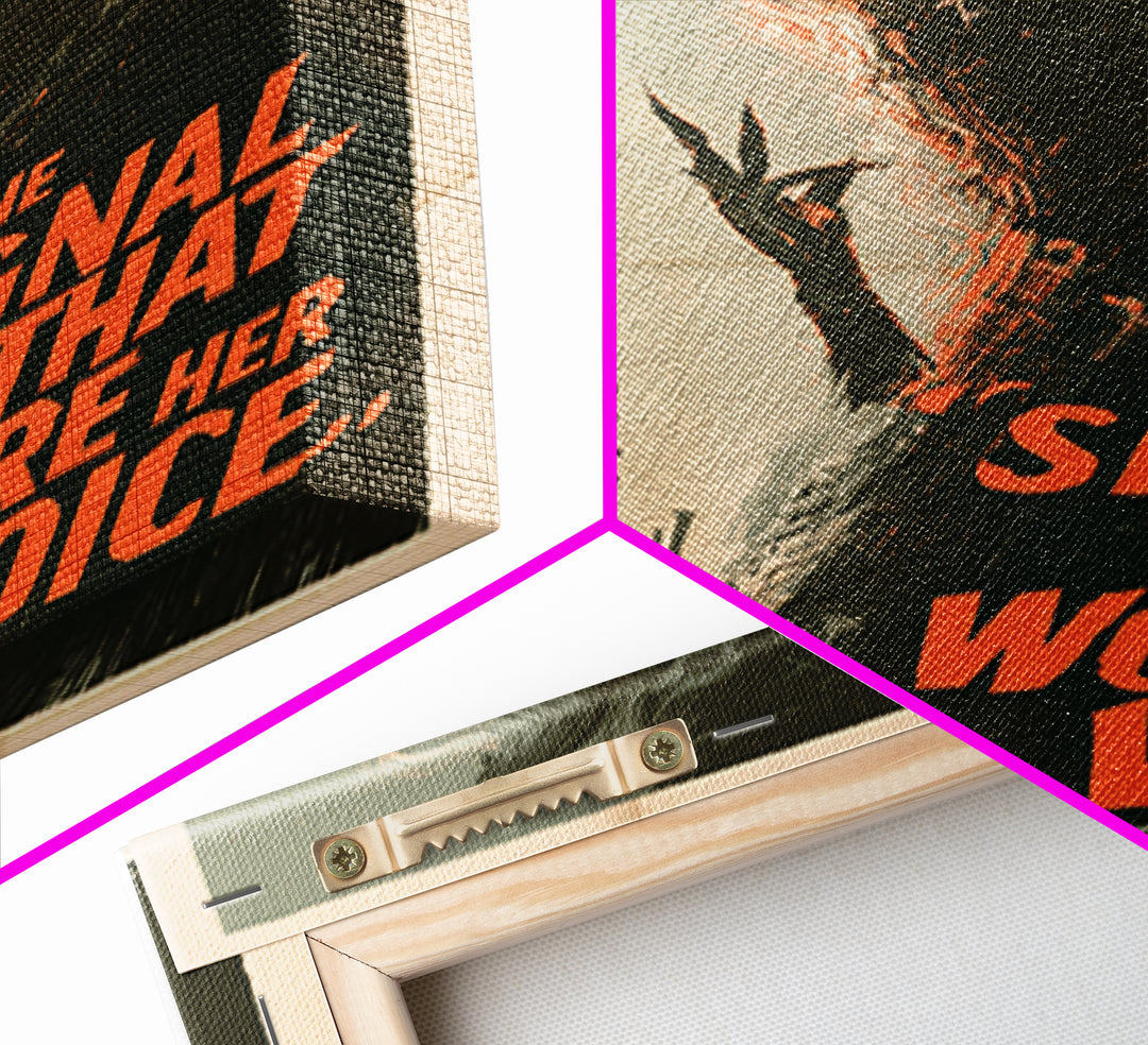 The Signal That Wore Her Voice, English Language Horror Movie Poster, Giallo Horror Art, Cult Horror Poster, Framed Canvas Print