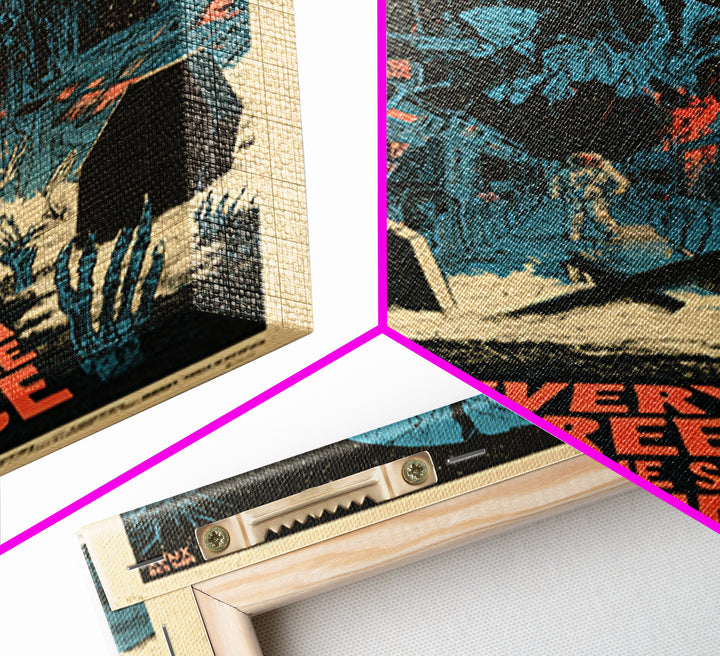 Every Screen Shows The Same Dead Face, English Language Horror Movie Poster, Decadent Line Art, Gothic Cinema Wall Art