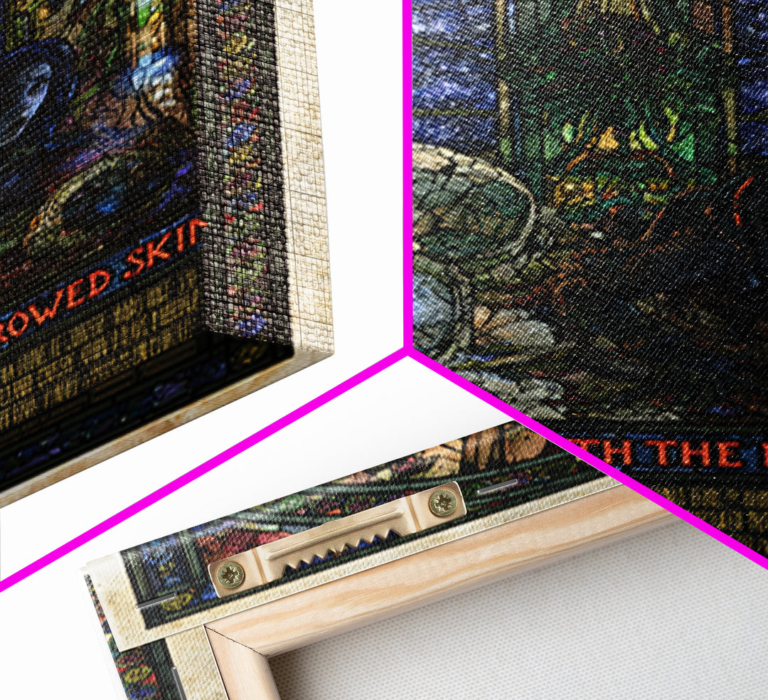 The Alien Beneath The Borrowed Skin, English Language Horror Movie Poster, Stained Glass Gothic Art, Gothic Cinema Wall Art