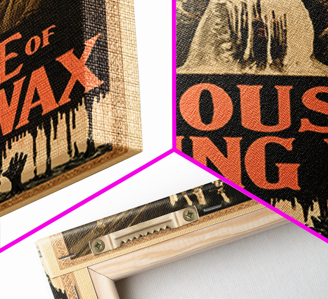 House Of Living Wax, English Language Horror Movie Poster, Grotesque Carnival Art, Cult Horror Poster, Framed Canvas Print