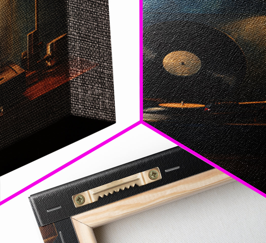 Vinyl Record and Turntable Still Life Canvas Print, Music Studio Art, Modern Wall Art, Studio Decor, Abstract Art, Rhythm, MSA-1x1-3