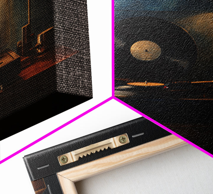 Vinyl Record and Turntable Still Life Canvas Print, Music Studio Art, Modern Wall Art, Studio Decor, Abstract Art, Rhythm, MSA-1x1-3