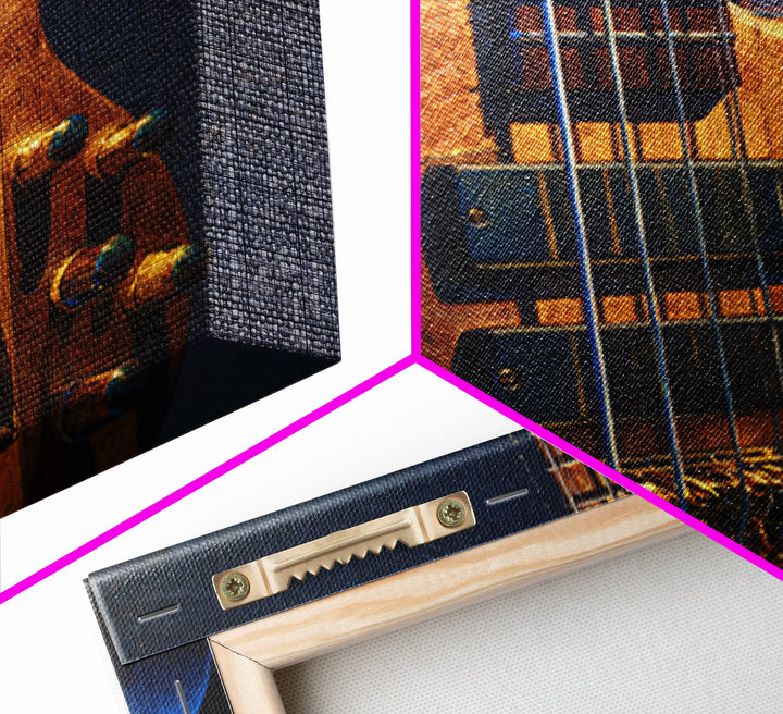 Bass Guitar Closeup Framed Canvas Print, Music Studio Art, Music Lover, Studio Decor, Oil Painting, Rhythm, Minimalist Decor, MSA-1x1-37