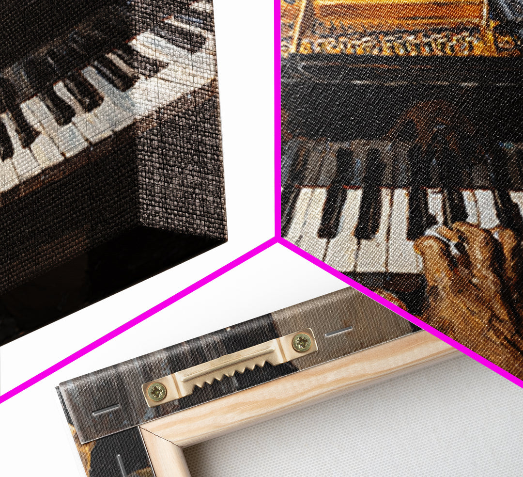 Piano Keys with Hands in Cinematic Shadow Canvas Print, Music Studio Art, Music Lover Gift, Studio Decor, Fine Art, Rhythm, MSA-1x1-5