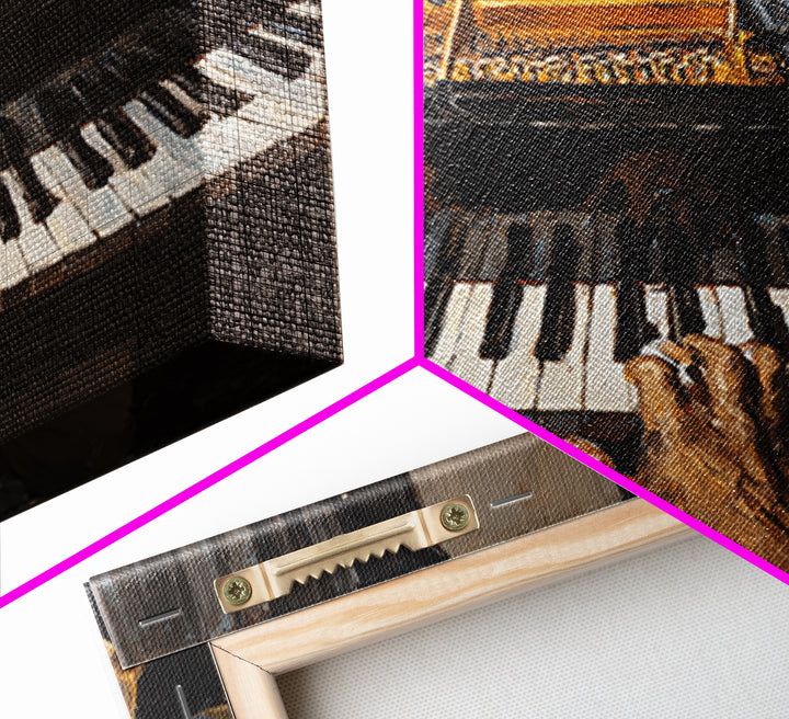 Piano Keys with Hands in Cinematic Shadow Canvas Print, Music Studio Art, Music Lover Gift, Studio Decor, Fine Art, Rhythm, MSA-1x1-5