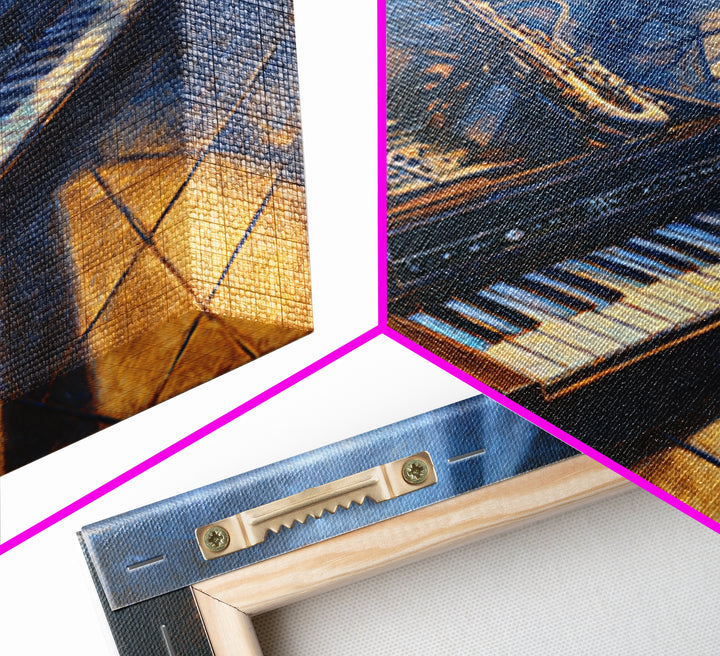 Piano Keys with Hands in Cinematic Shadow Framed Canvas Print, Music Studio Art, Fine Art Print, Studio Decor, Fine Art, Rhythm, MSA-1x1-53