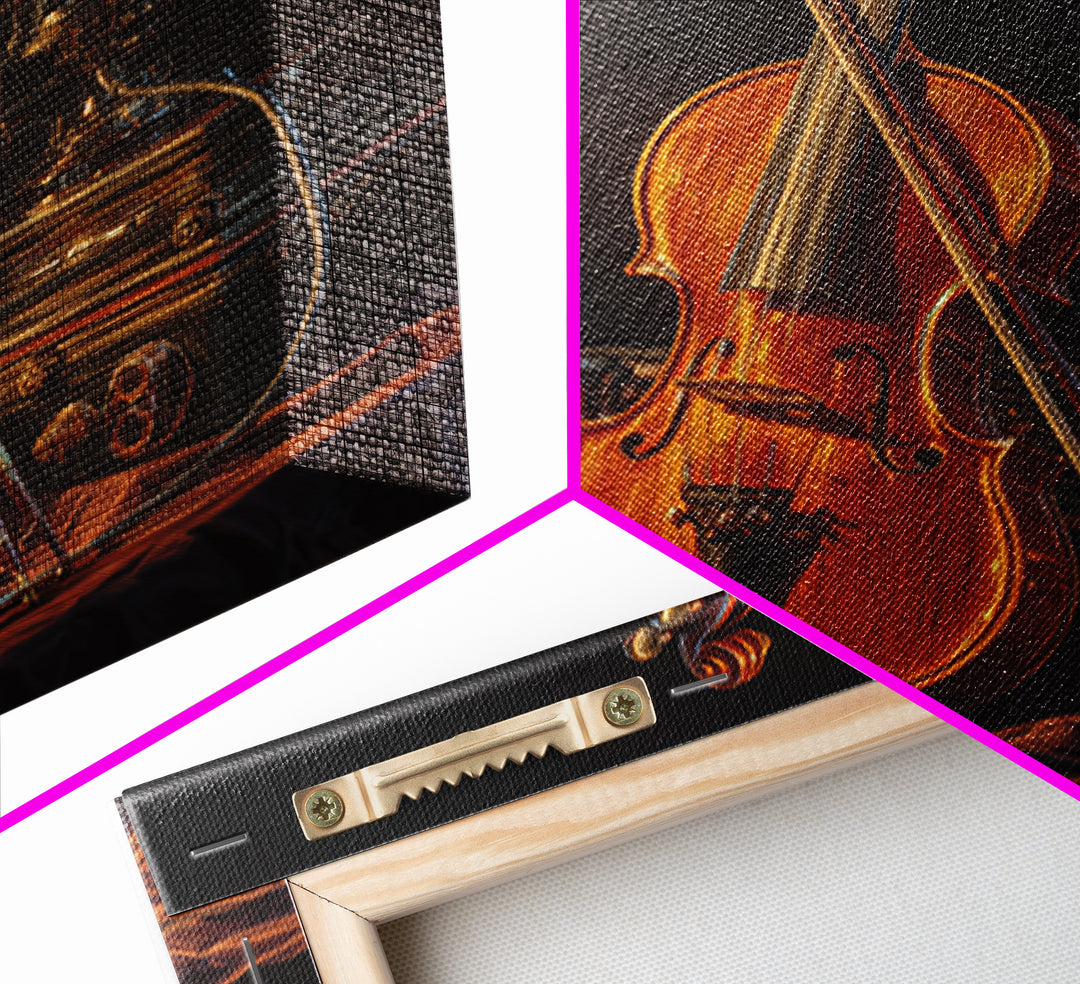 Violin and Bow Framed Canvas Print, Music Studio Art, Music Posters, Studio Decor, Fine Art, Rhythm, Music Lover, Gallery Decor, MSA-1x1-64
