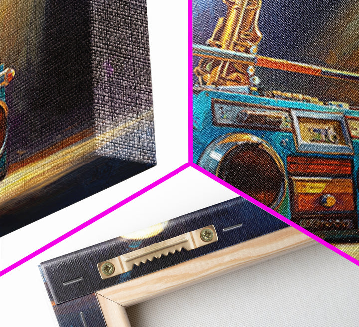Hip Hop Boombox Framed Canvas Print, Music Studio Art, Gallery Decor, Studio Decor, Fine Art, Rhythm, Contemporary Art, MSA-1x1-65