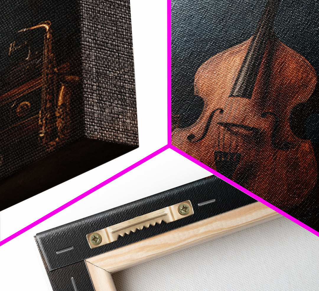 Cello Leaning Against Dark Velvet Backdrop Canvas Print, Music Studio Art, Gifts for Musicians, Studio Decor, Fine Art, Rhythm, MSA-1x1-9
