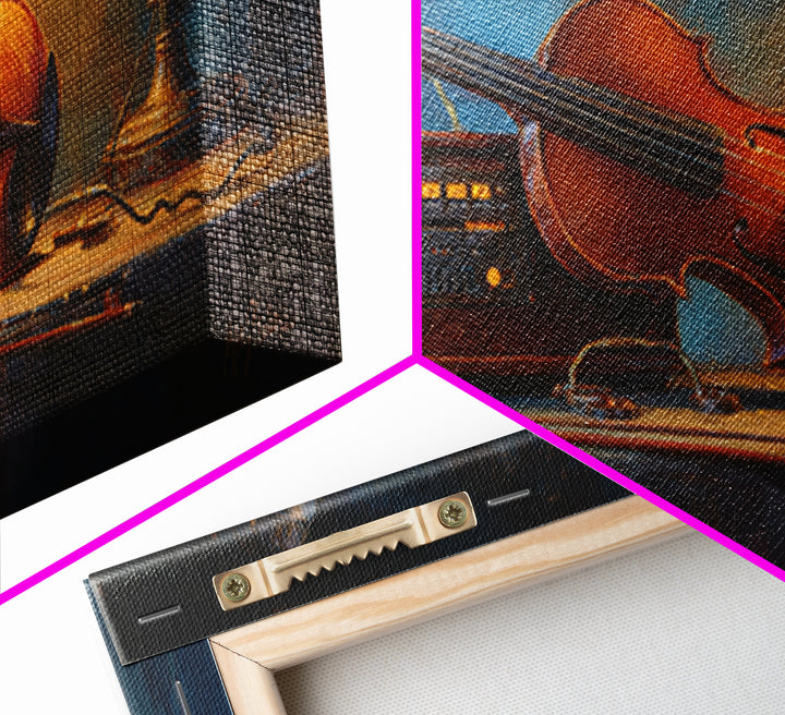 Violin and Bow Framed Canvas Print, Music Studio Art, Art Print, Studio Decor, Rhythm, Digital Wall Art, Printable Art, MSA-2x1-12