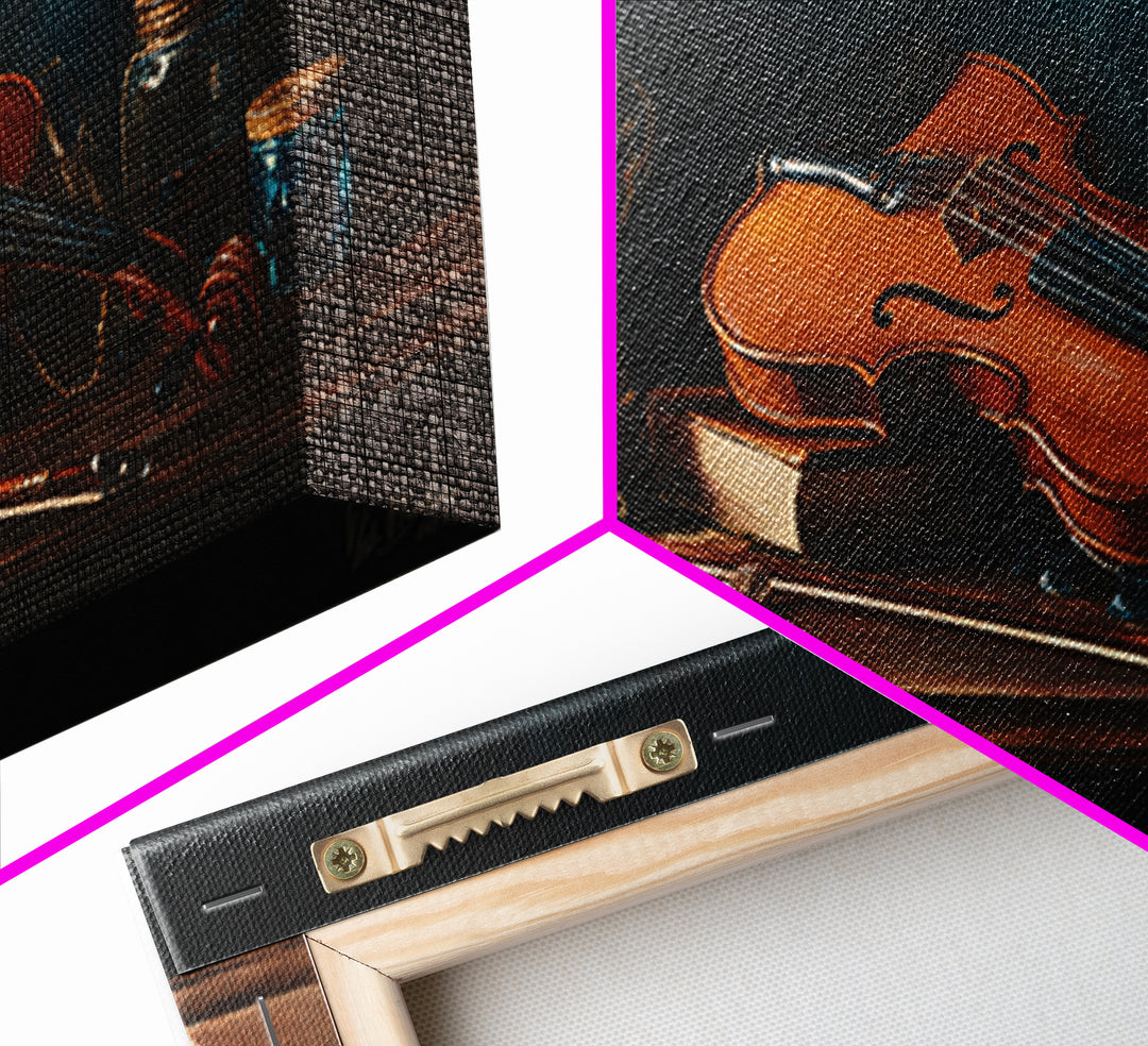 Violin and Bow Canvas Print, Music Studio Art, Wall Art, Studio Decor, Watercolor Art, Rhythm, Trendy Wall Art, Music Wall Art, MSA-2x1-36