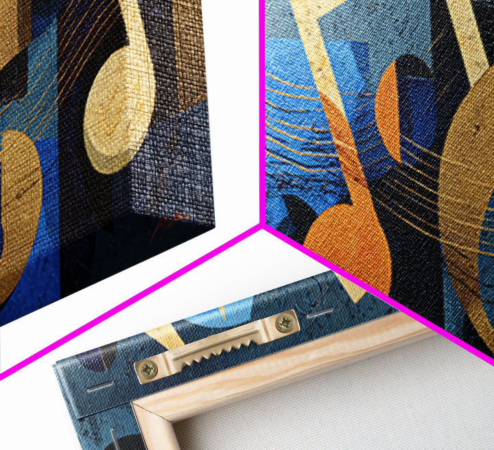 Musical Notes as Abstract Floating Shapes Without Canvas Print, Music Studio Art, Painting from Photo, Studio Decor, Rhythm, MSA-2x1-80