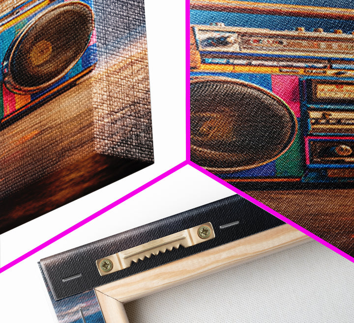 Hip Hop Boombox Framed Canvas Print, Music Studio Art, Wall Art, Studio Decor, Rhythm, Trendy Wall Art, Music Wall Art, MSA-2x3-25