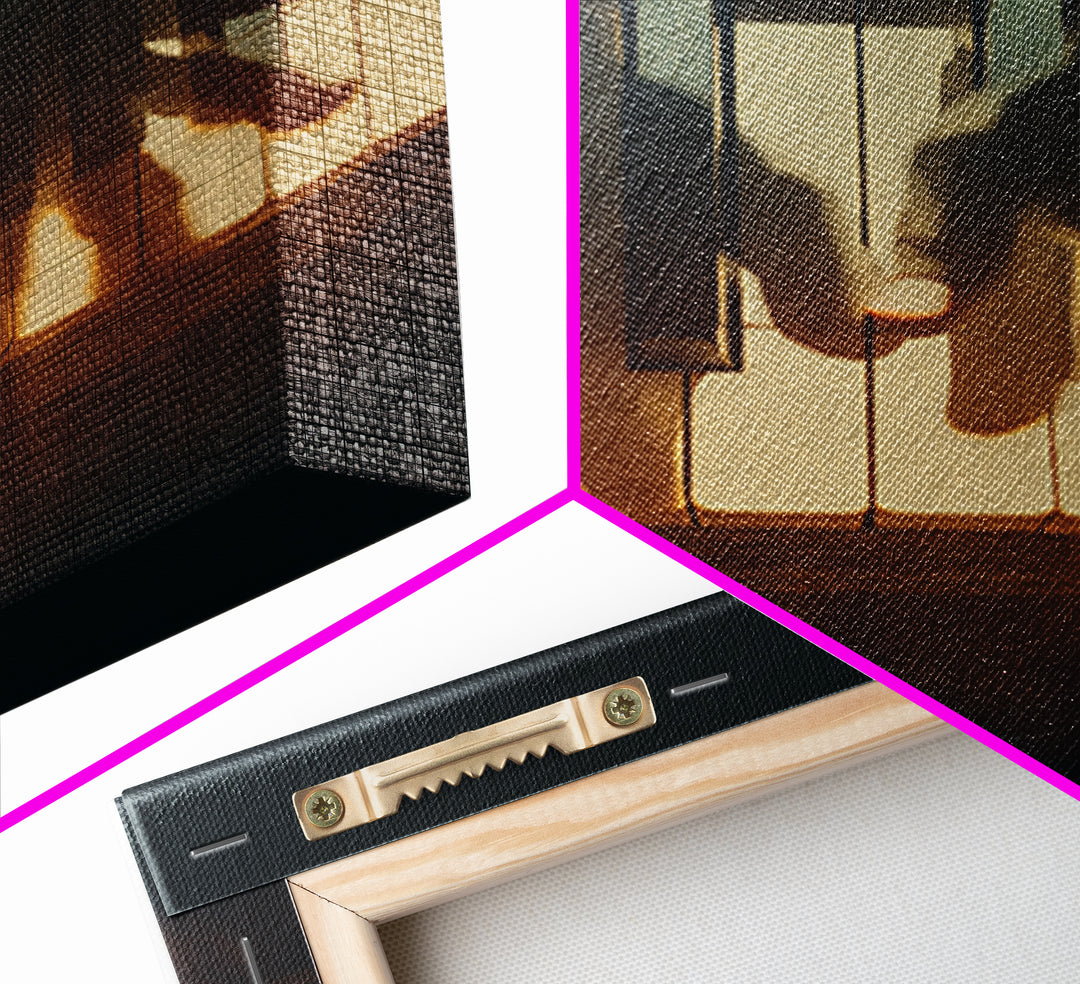 Piano Keys with Hands in Cinematic Shadow Framed Canvas Print, Music Studio Art, Music, Studio Decor, Fine Art, Rhythm, MSA-2x3-37