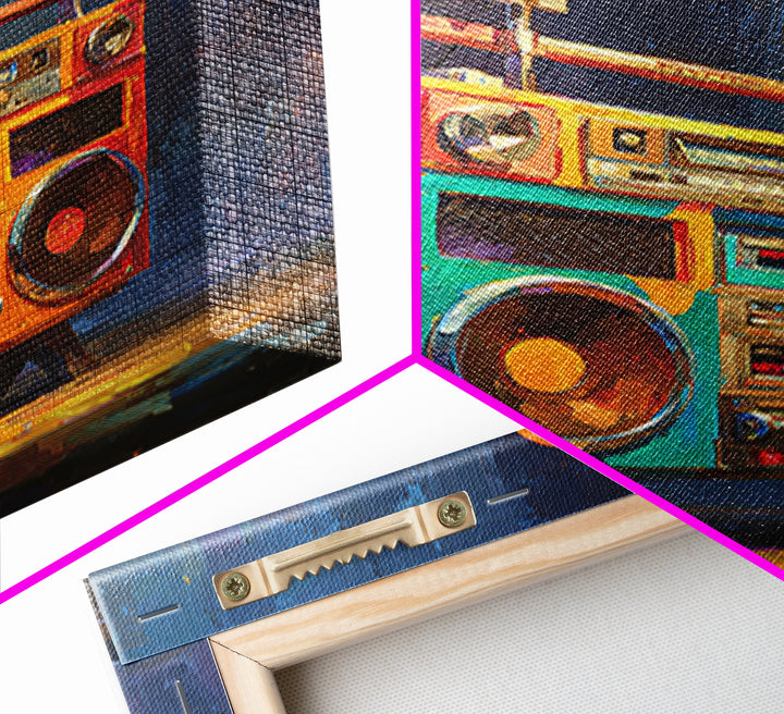 Hip Hop Boombox Framed Canvas Print, Music Studio Art, Music Poster, Studio Decor, Fine Art, Rhythm, Personalized Art, MSA-2x3-97