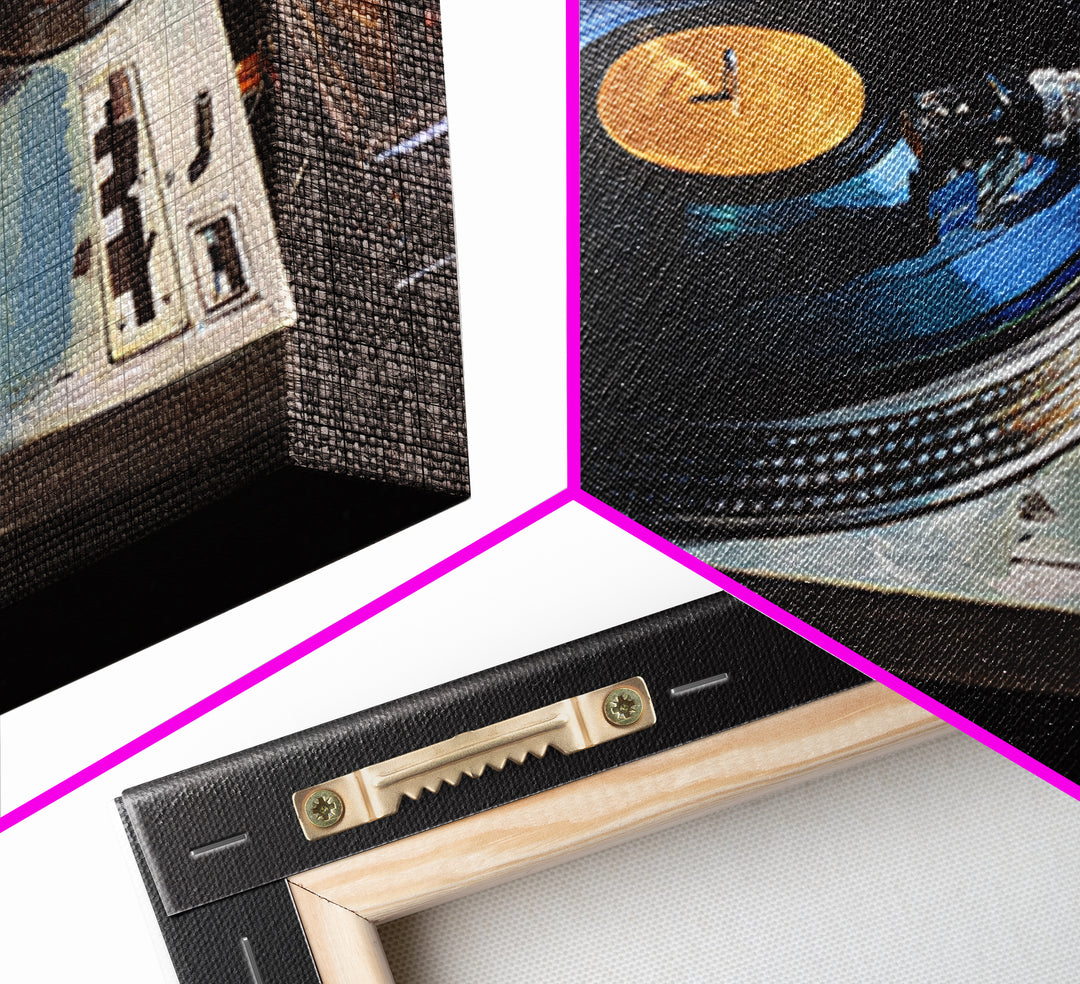 Vinyl Record and Turntable Still Life Canvas Print, Music Studio Art, Wall Decor, Studio Decor, Rhythm, Wall Art Printable, MSA-3x1-43