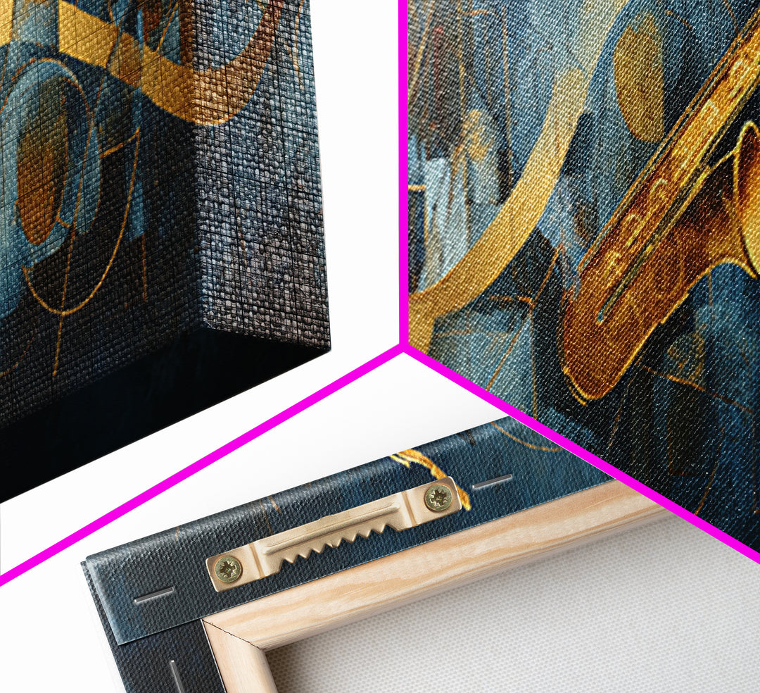 Abstract Rhythm Lines Like Painted Music Framed Canvas Print, Music Studio Art, Digital Wall Art, Studio Decor, Abstract Art, MSA-3x1-87