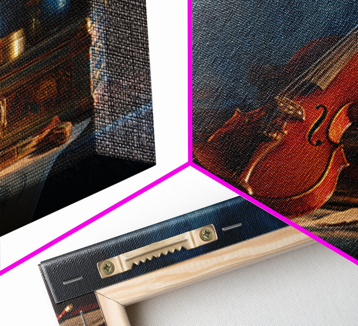 Violin and Bow Framed Canvas Print, Music Studio Art, Wall Art Printable, Studio Decor, Fine Art, Rhythm, Music Gift, MSA-3x2-20