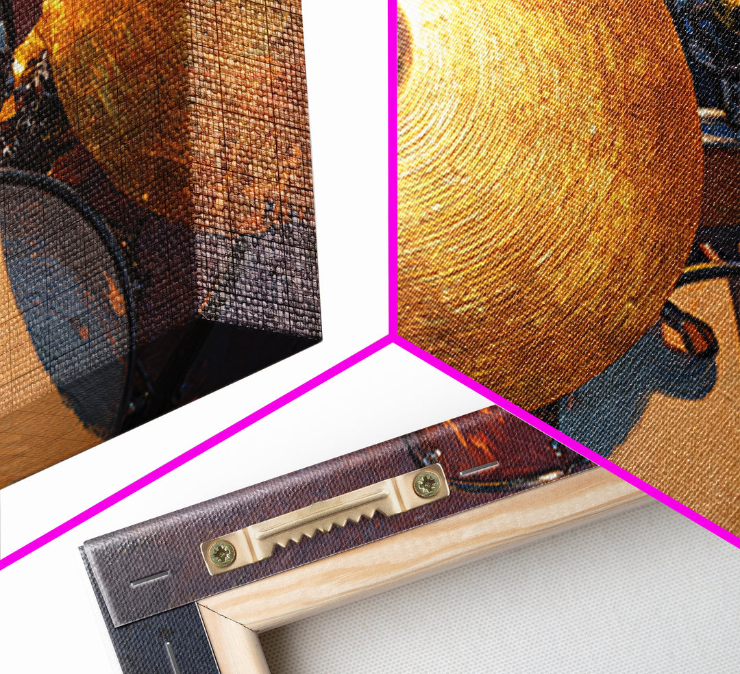 Gold Cymbal Closeup Canvas Print, Music Studio Art, Painting from Photo, Studio Decor, Abstract Art, Rhythm, MSA-3x2-52