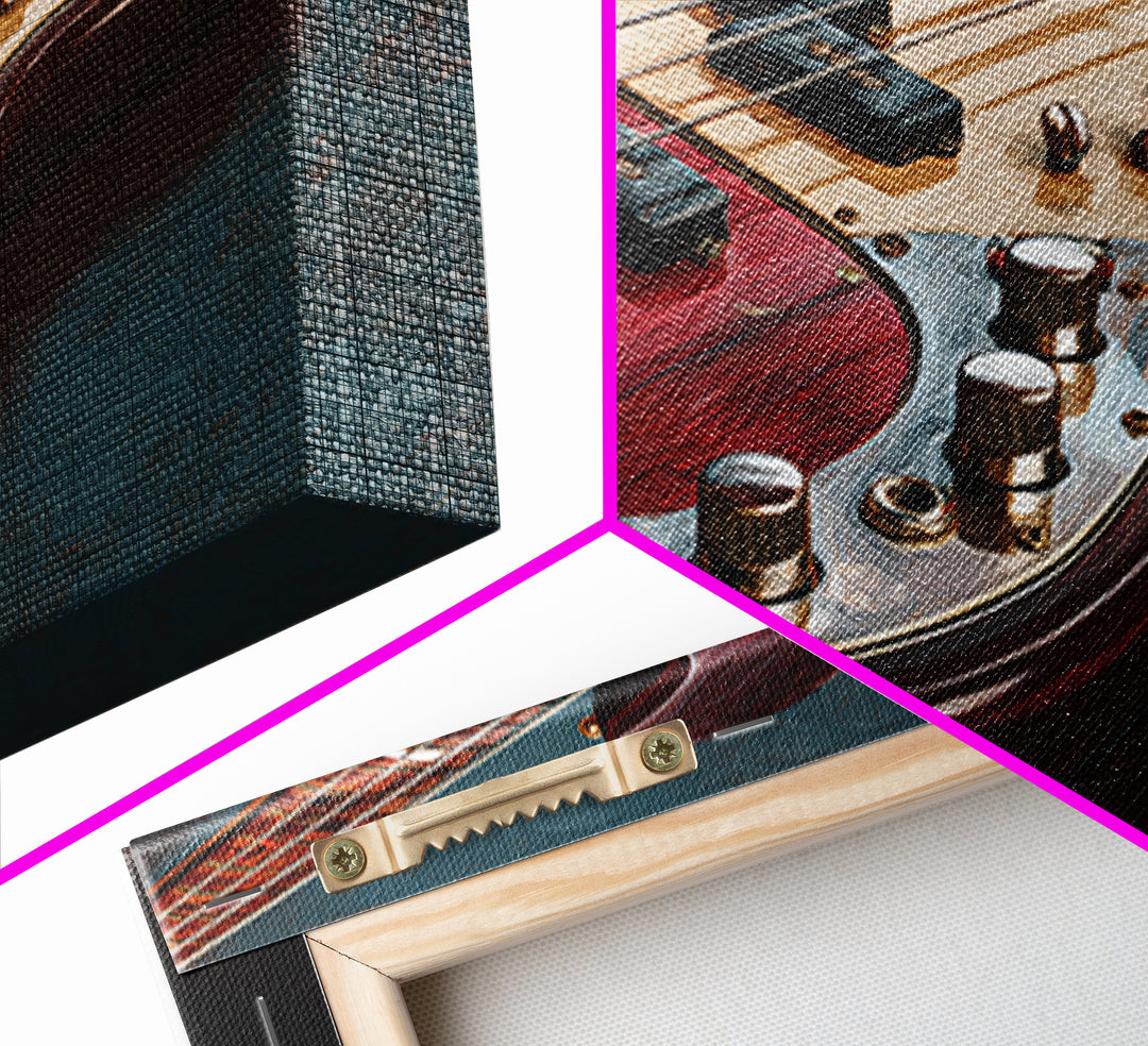 Bass Guitar Closeup Canvas Print, Music Studio Art, Music Lover Gift, Studio Decor, Oil Painting, Rhythm, Textured Painting, MSA-3x2-89