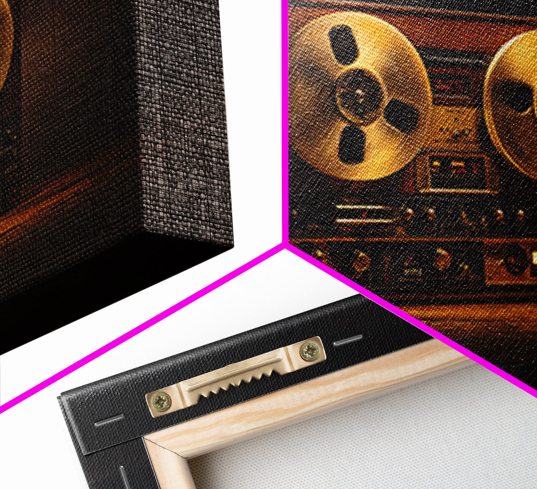 Recording Tape Reel Framed Canvas Print, Music Studio Art, Commission Painting, Studio Decor, Fine Art, Rhythm, Neutral Decor, MSA-3x2-90